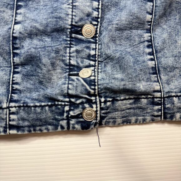 Denim Crop Top Puff Sleeve Women’s XL Acid Y2K Western Coquette Festival Rodeo - Picture 8 of 16